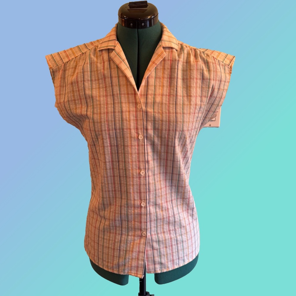 Vintage rainbow plaid blouse - Size small